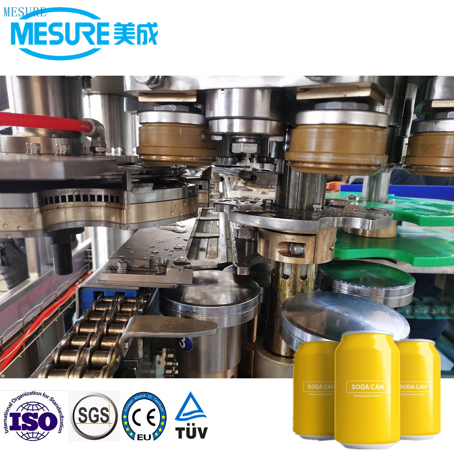 Línea de llenado de lata carbonatada compacta para pequeñas empresas, configuración ajustable