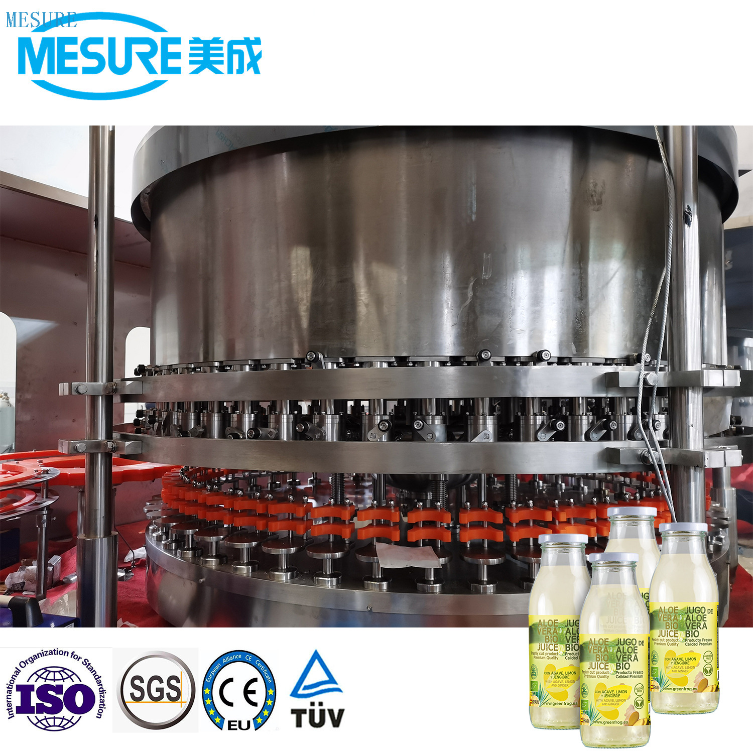 Jugo de botella de vidrio Máquina de relleno tibia de enjuague-Capacitación 3-en-1