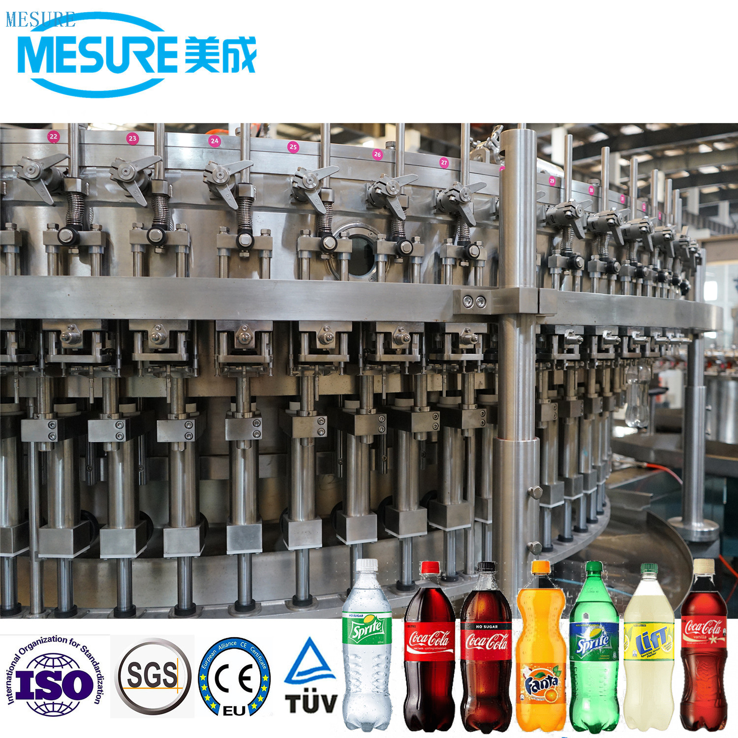 Serie Autofill de bebidas carbonatadas-línea de enjuague/relleno/tapa 3 en 1