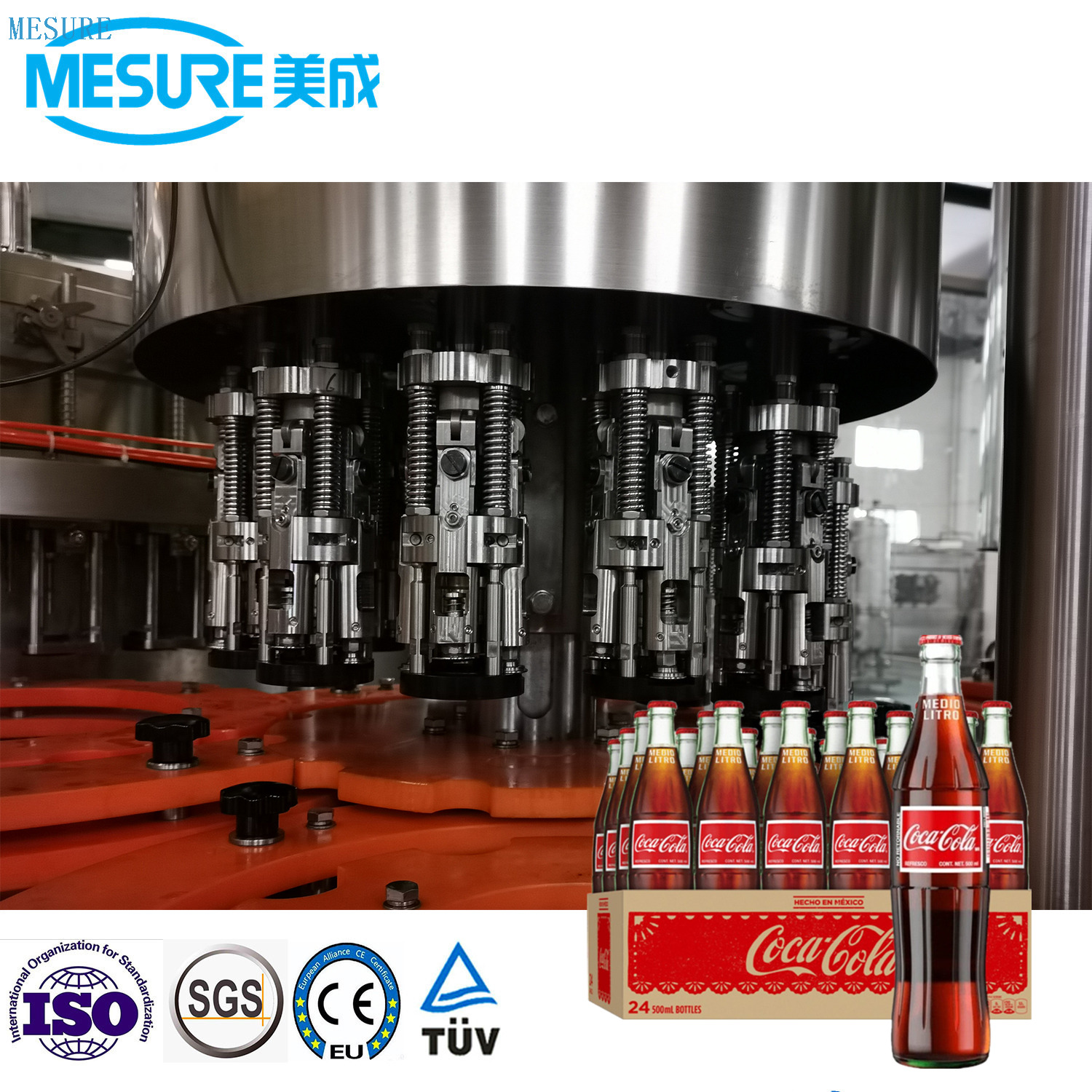 Botella de vidrio eficiente maquinaria de llenado de bebida carbonatada