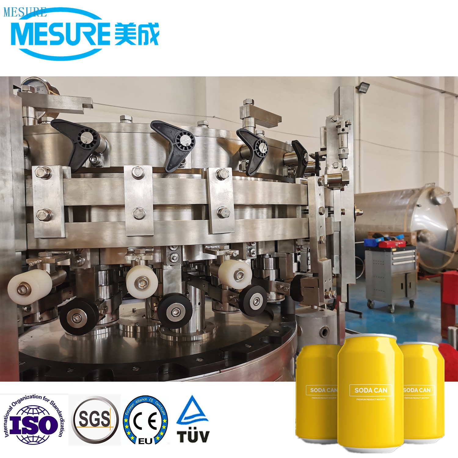 Línea de llenado de lata carbonatada compacta para pequeñas empresas, configuración ajustable