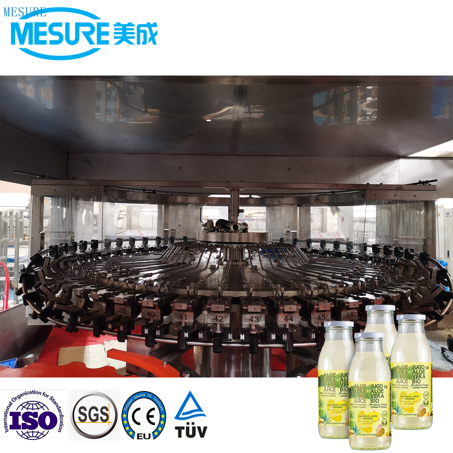 Jugo de botella de vidrio Máquina de relleno tibia de enjuague-Capacitación 3-en-1