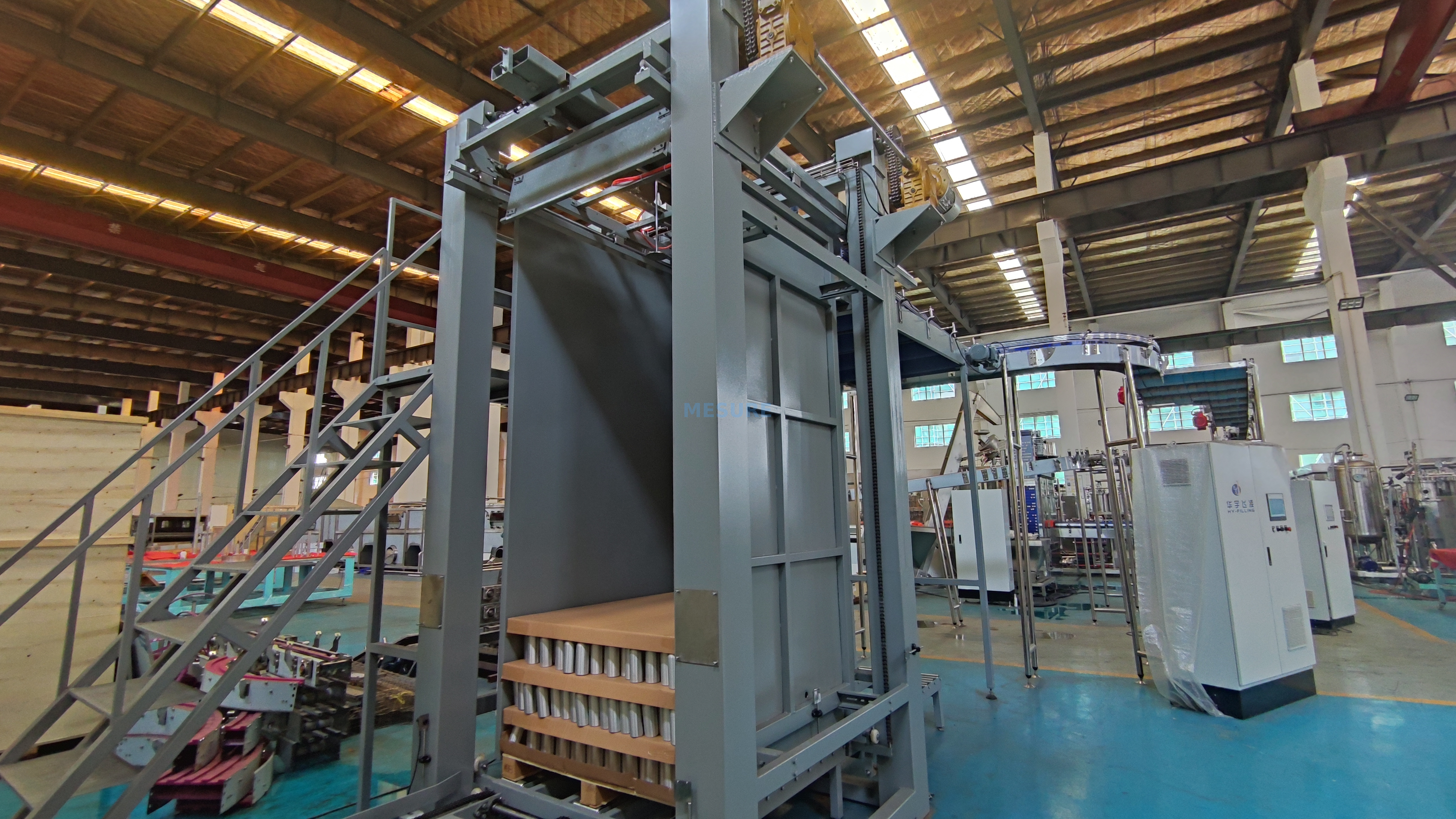 Tipo de columna automática Robot Robatry Caja de caja de cartón Pack de 5 galones Botella de vidrio puede apilamiento de barril de alta posición Depaletizer Palletizer System Machine Machine Equipmand