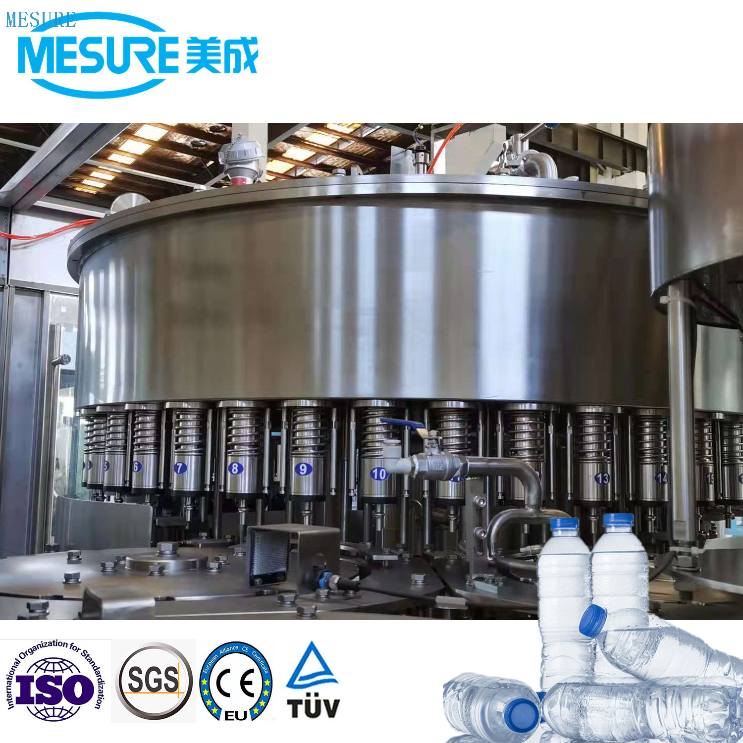 Máquina de llenado de agua de botella de mascotas con fabricación de máquina de llenado 3 en 1 de alta velocidad