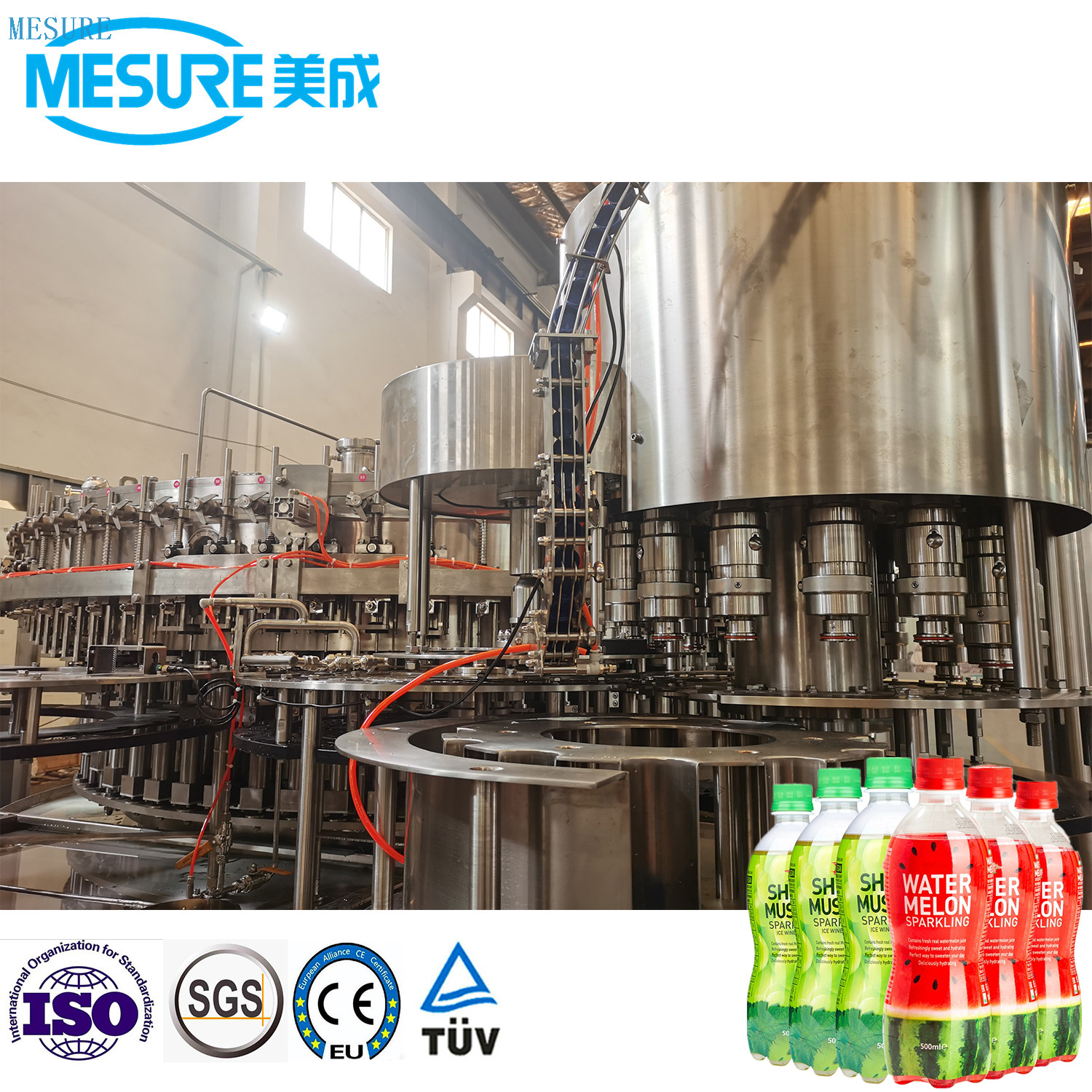 Máquina de llenado de embotellado de refresco carbonatado de alta velocidad de 24000bph a alta velocidad