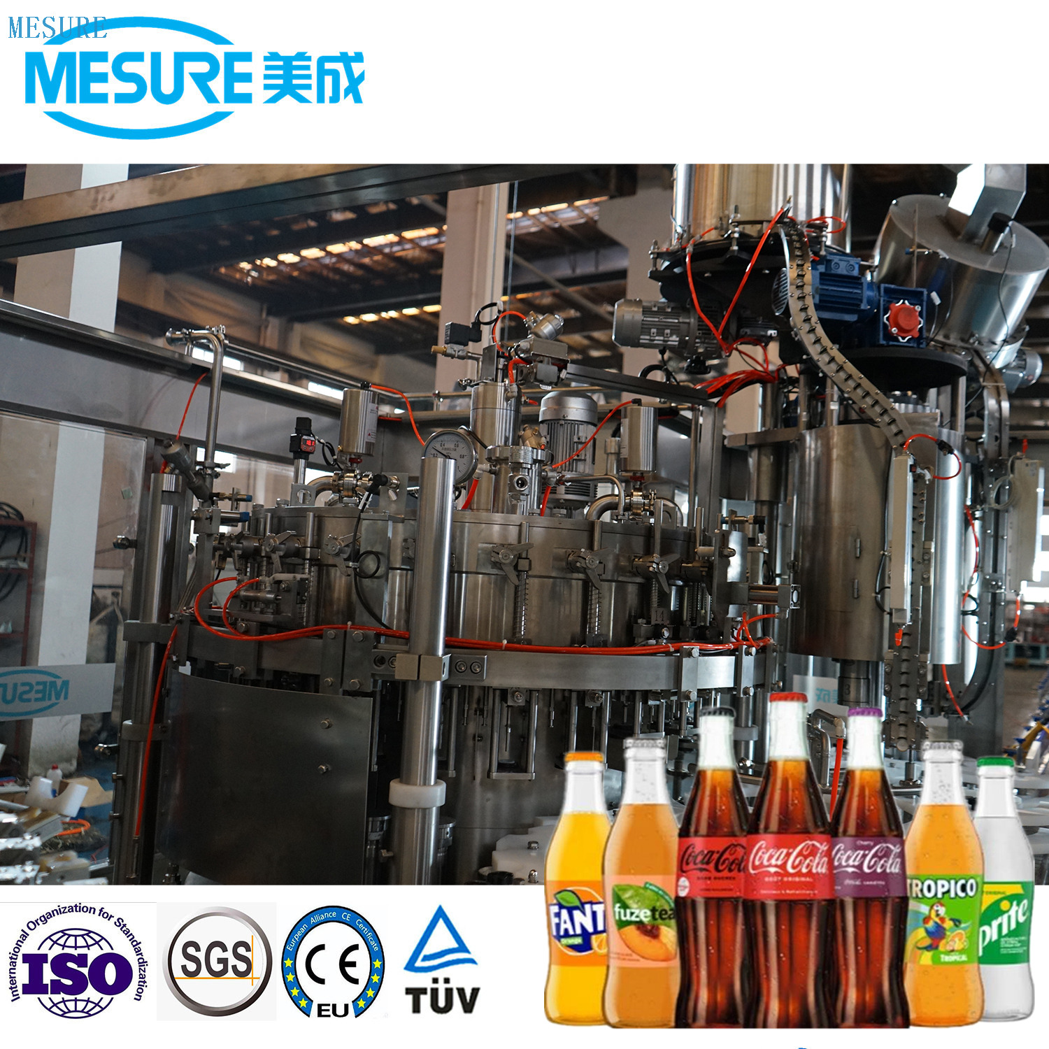 Sistema de embotellado de bebida carbonatada automatizada Botella de embotellado enjuagando línea de límite