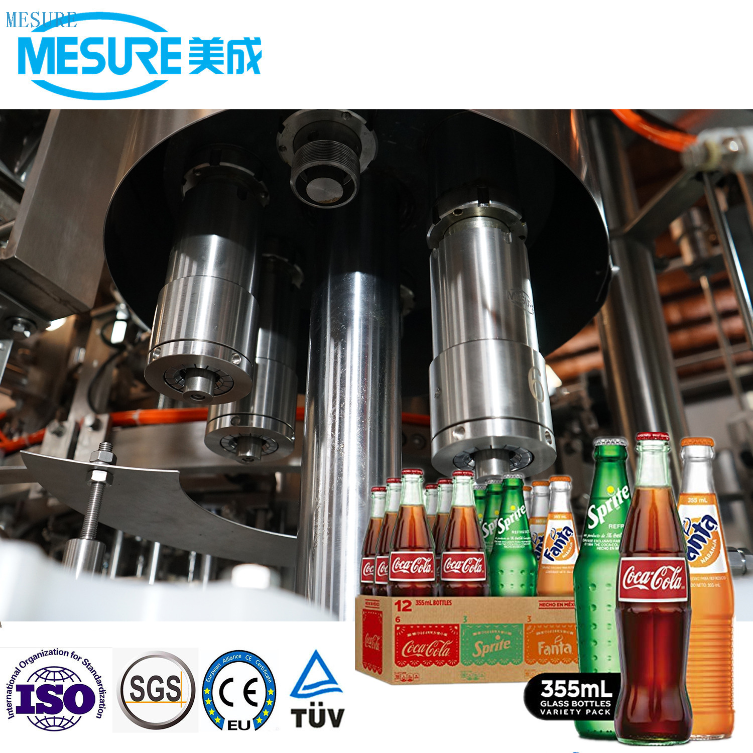 Línea de embotellado de bebidas carbonatadas de alta velocidad con límite de llenado de enjuague 