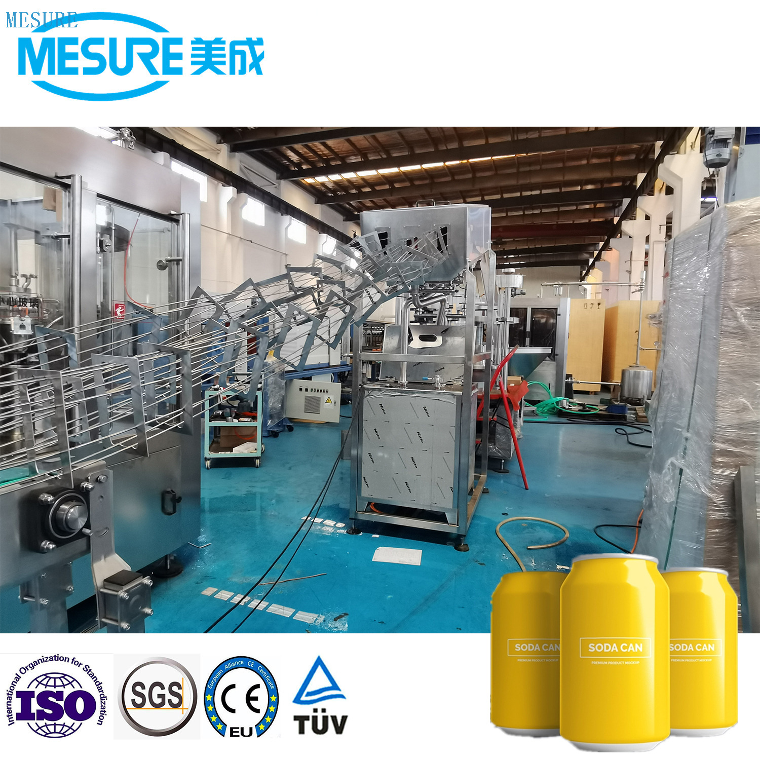 Línea de llenado de lata carbonatada compacta para pequeñas empresas, configuración ajustable