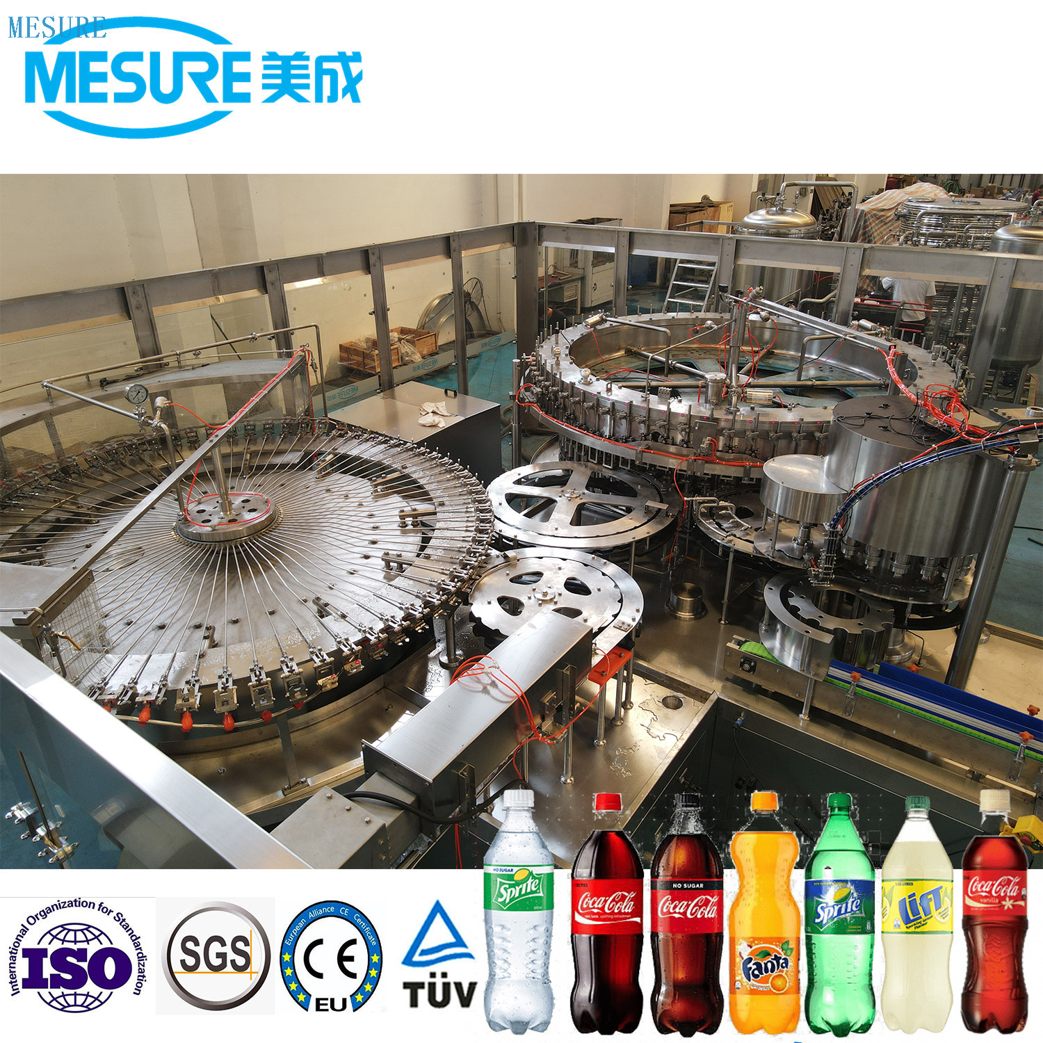 Serie Autofill de bebidas carbonatadas-línea de enjuague/relleno/tapa 3 en 1